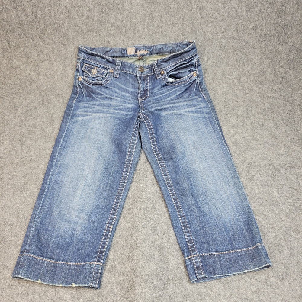 Kut From The Kloth Capri Jeans Womens 6 Blue Thick Stitch Y2K Boho Streetwear - Picture 2 of 12